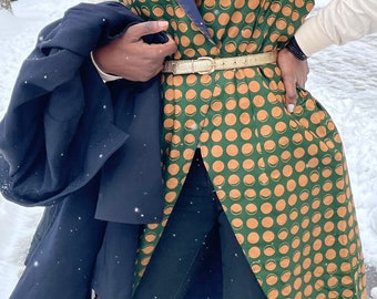 Sleeveless Ankara| Kente| Wax| African Fabric Waist Coat Vest Blazer With Dots Free Style Size XS - XL