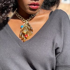 Handmade beaded necklace African Inspired Statement beads| Tiered Necklace