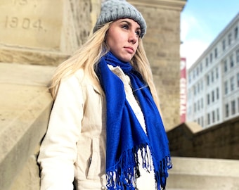 Royal Blue Paisley Pashmina Scarf