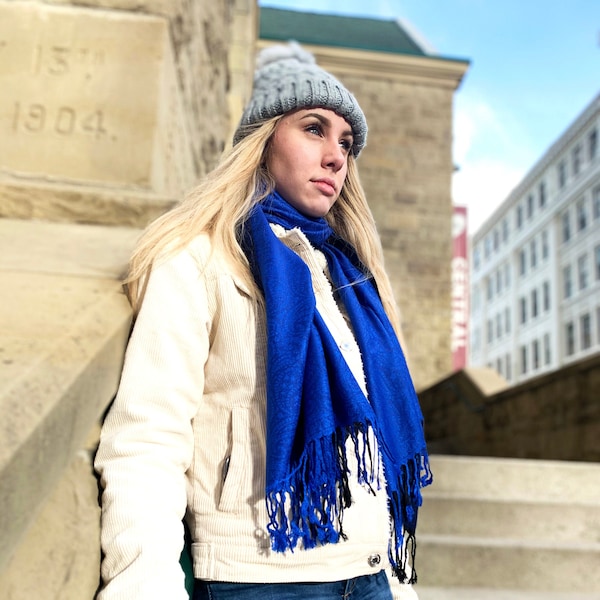 Royal Blue Paisley Pashmina Scarf