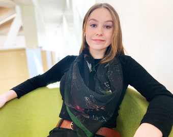 Cindy's Dark Horses Small Scarf