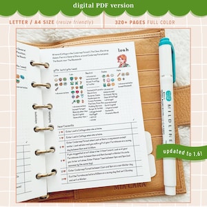 ¡Más de 320 PÁGINAS! ¡Actualizado a la versión 1.6! Planificador/guía del juego de Stardew Valley en formato PDF (tamaño carta/A4) - Listas de verificación, registros, calendarios - PDF imprimible