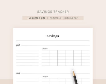 PERSONAL SIZE Savings Tracker Printed Planner Inserts