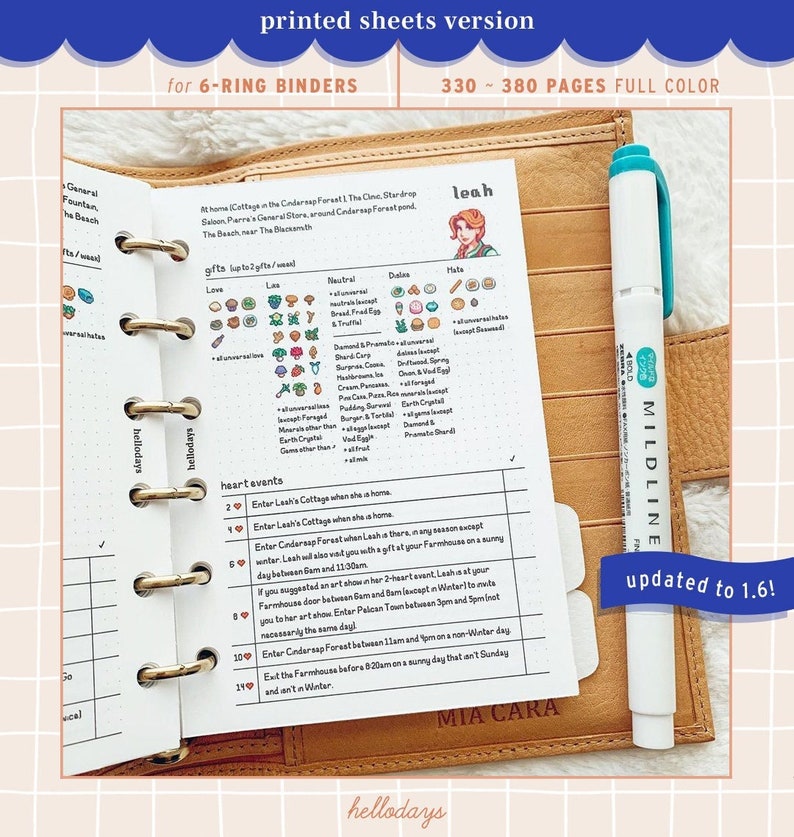 Stardew Valley Planner for A5, A6, Personal, and Pocket Plus size in physical printed version, updated to 1.6, with over 330-380 pages depending on size!