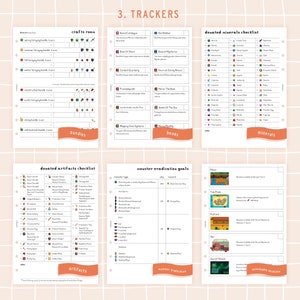 May include: A printable tracker sheet for the video game Stardew Valley. The sheet includes checklists for donated minerals, artifacts, and monster eradication goals. It also includes a list of unlockable locations and a section for tracking crafting recipes.