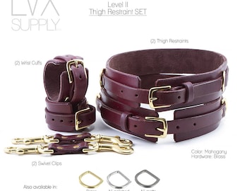 Wildleder gefüttert Bein Harness & Manschetten Set (oder Solo) BDSM Bondage DDLG Unterwürfig Slave Femdom | Leder Bondage Strumpfband - LVX Versorgung