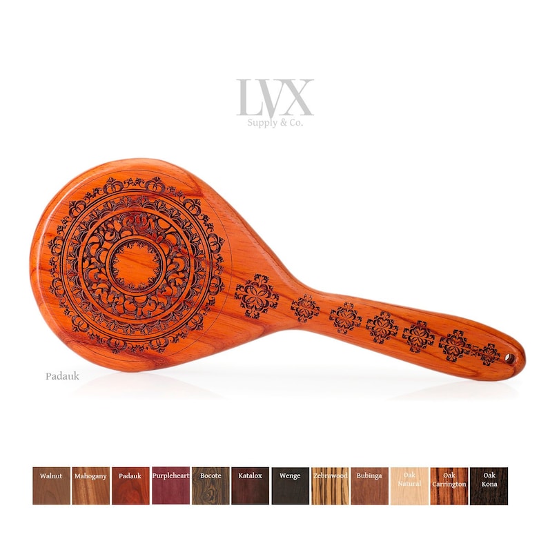 Regal Floral Spanking Paddle | Wood BDSM Paddle for DDlg Submissive Slave Punishment Otk BDsM-gear Impact Toys | BDSM Paddle by LVX Supply 