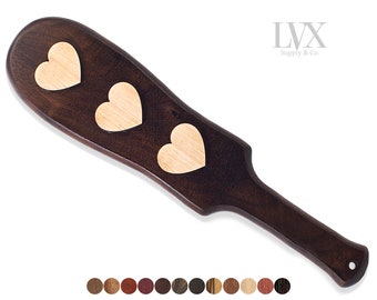 Heart Pattern BDSM Spanking Paddle for Bondage DDlg Submissive Femdom Slave Fetish Punishment | Handmade Wood BDSM Paddle by LVX Supply