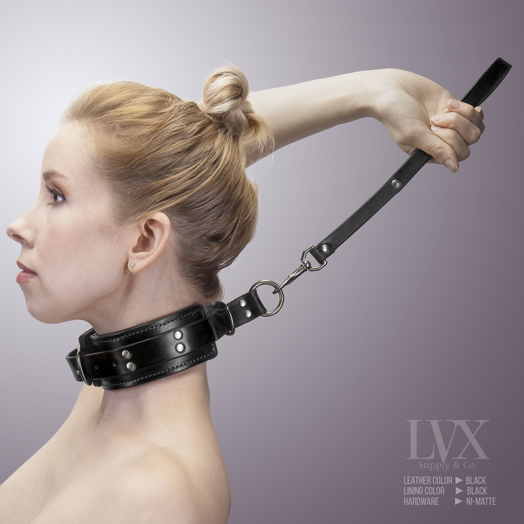 Padded Leather Choking Collar With Leash Leather Bondage Etsy