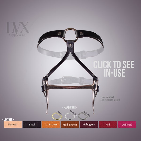 Bit Gag Bridle & Reins BDSM Leather Bondage Face Head Harness Vegan Femdom Submissive Pet Play Slave Toys BDsM-gear | Pony Play LVX Supply