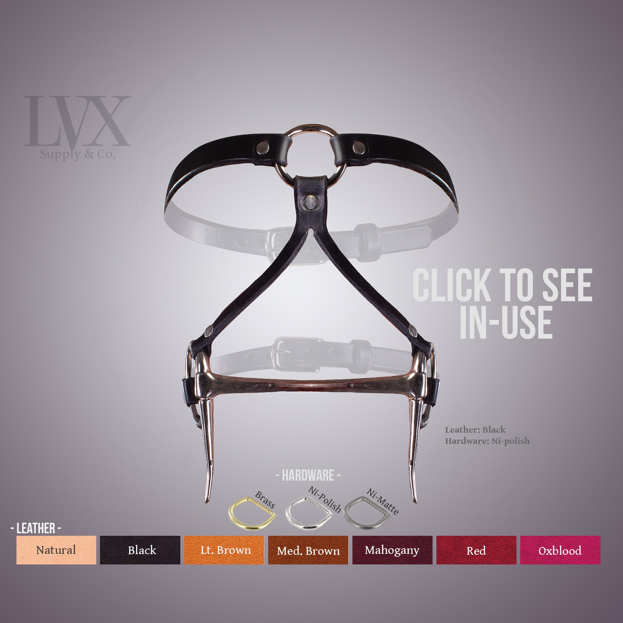 Bit Gag Bridle and Reins BDSM Leather Bondage Face Head Harness