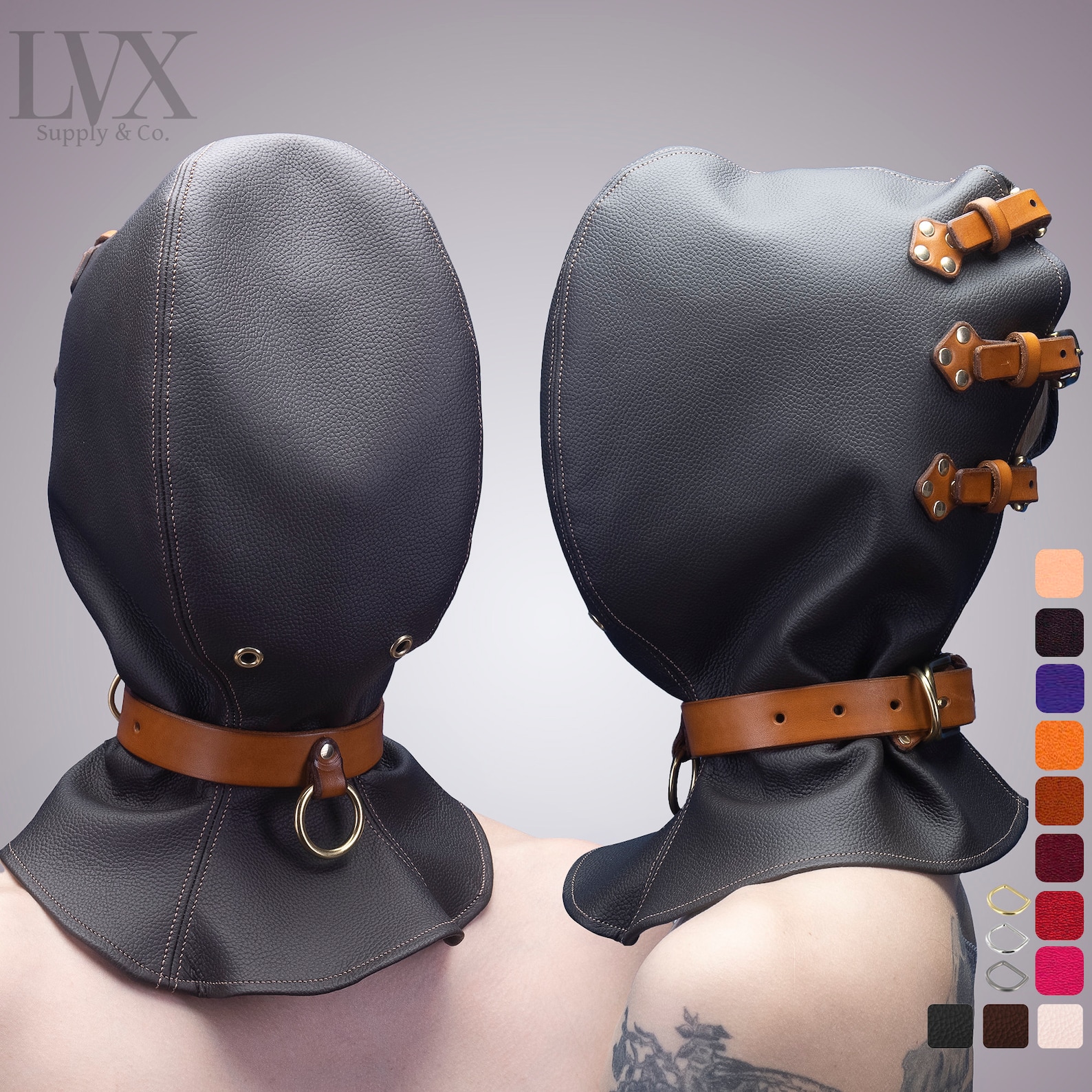 Leather Bondage Hood BDSM Hood Full Blindfold Mask Etsy