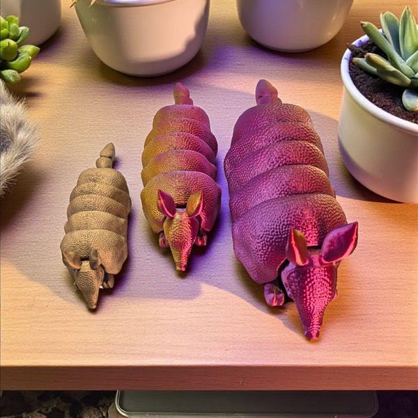 3D Printed Articulated Armadillo Fidget Toy: Flexible Fun Gift Large