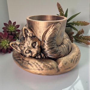 Sleeping Cat Plant Planter: Kitty Decor, Cat Lover Gift