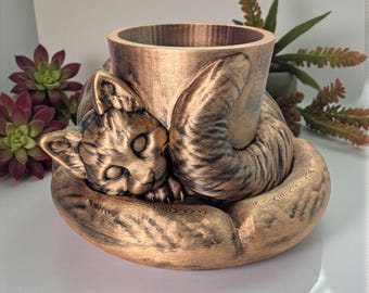 Sleeping Cat Plant Planter: Kitty Decor, Cat Lover Gift