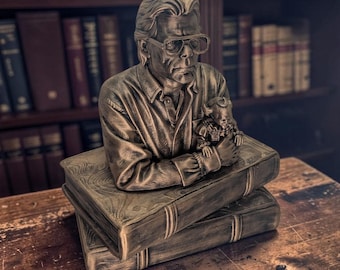 Estatua de Stephen King / Figura de la serie del autor / Decoración de estantería / Soporte para libros