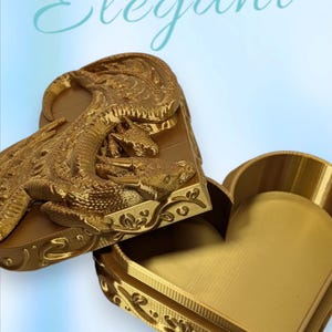 Dragon Heart Jewelry Box: Gold Trinket Organizer, Fantasy Decor