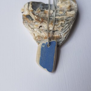 Zeeaardewerkketting ~ blauw-wit zeeaardewerk ~ 16&quot;/18&quot; sterlingzilveren kinketting ~ handgemaakt ~ sieraden ~ sieraden ~ cadeau ~ jubileum