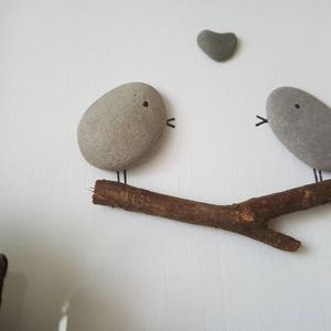 Pebble Art Picture 'Love Birds' Ideal for Valentine Gift for Partner Family Member Birthday Anniversary image 9