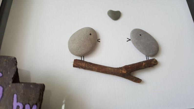 Pebble Art Picture 'Love Birds' Ideal for Valentine Gift for Partner Family Member Birthday Anniversary image 9