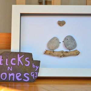 Pebble Art Picture 'Love Birds' Ideal for Valentine Gift for Partner Family Member Birthday Anniversary image 7
