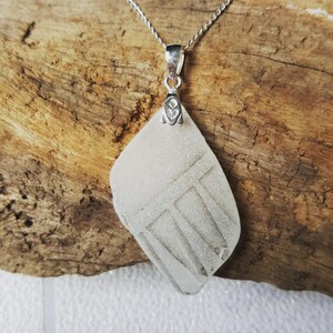 Sea glass necklace ~ white patterned sea glass ~ 18"/16" sterling silver curb chain & bail ~ handmade ~ gift ~ Jewellery ~ jewelry