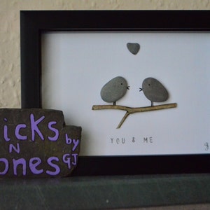 Pebble Art Picture 'Love Birds' Ideal for Valentine Gift for Partner Family Member Birthday Anniversary image 8