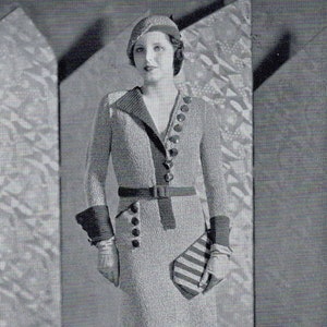 The Stratford One-piece Dress, Hat and Purse, 1933, PDF Knitting ...