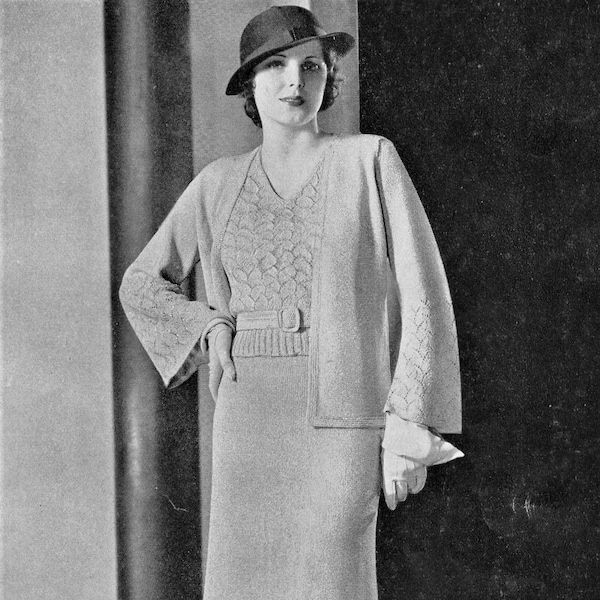 The CLOVELLY - A Beautiful Three-Piece-Ensemble: Skirt, Blouse, Jacket Knitting Pattern, Dated 1933, PDF, Instant Download