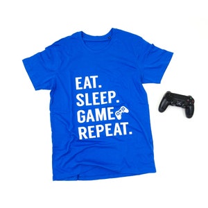 Eat Sleep Game Repeat Mens 100% Organic Shirt, Dads Soft Cotton Gaming ...