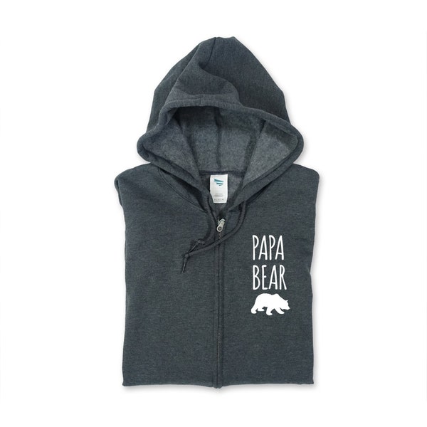 Papa Bear Zipped Hoody, Gifts for men, Gift For Dad, Christmas Gift, Jacket For Men, Dad Christmas Gift, First Fathers Day, Daddy Bear Hoody