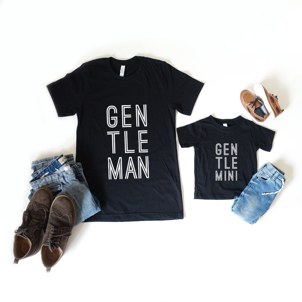 Image of Gentleman Gentlemini Tshirt Set, Matching Tshirts, Father Daughter, Son, Gift For Dad, Day Present, For Him, Legendattire