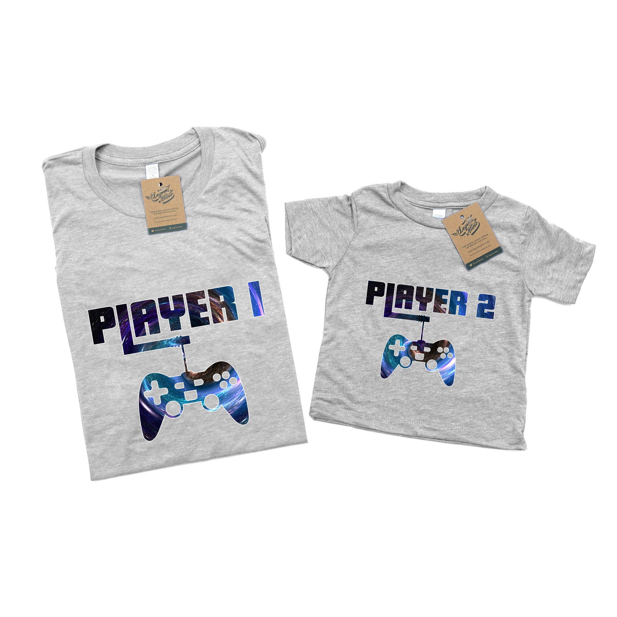 Player 1 And Player 2 Full Colour T-shirt Set Gift For Child | Etsy
