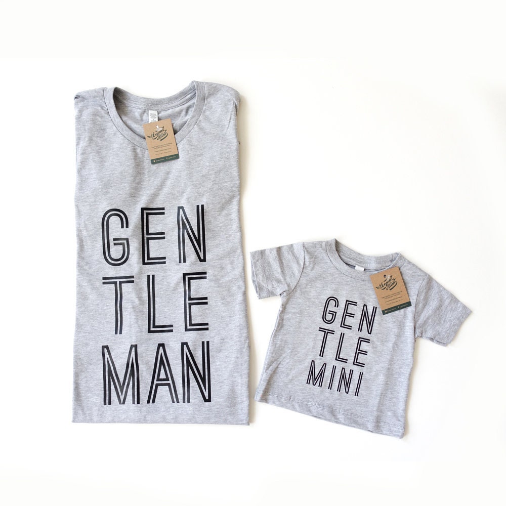 Image of Gentleman Gentlemini Tshirts, Father Son Tshirt, Gift For Dad, Fathers Day Gift, Matching Grandad, Birthday Dad