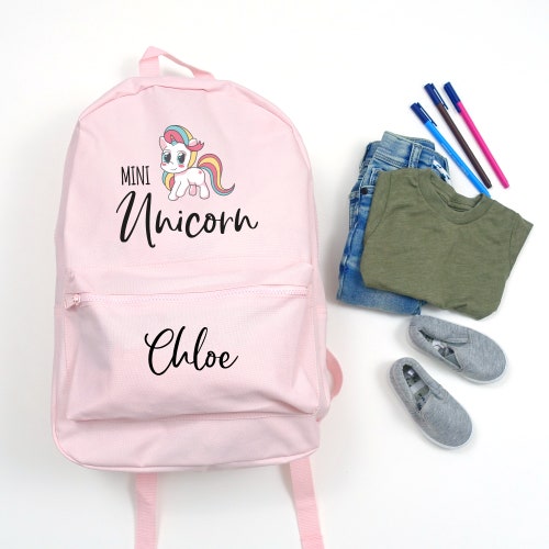 PERSONALISED BOOK BAG School Name Class Glitter Unicorn Reading Music Drawing 
