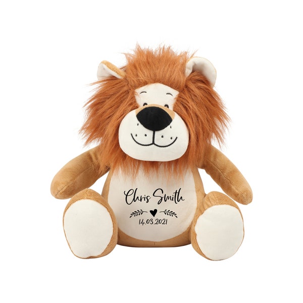 Personalised Lion Teddy | Various Teddy Options | Stuffed Teddies & Plushies | Baby Announcement l New Baby Teddy | Gifts for Newborn