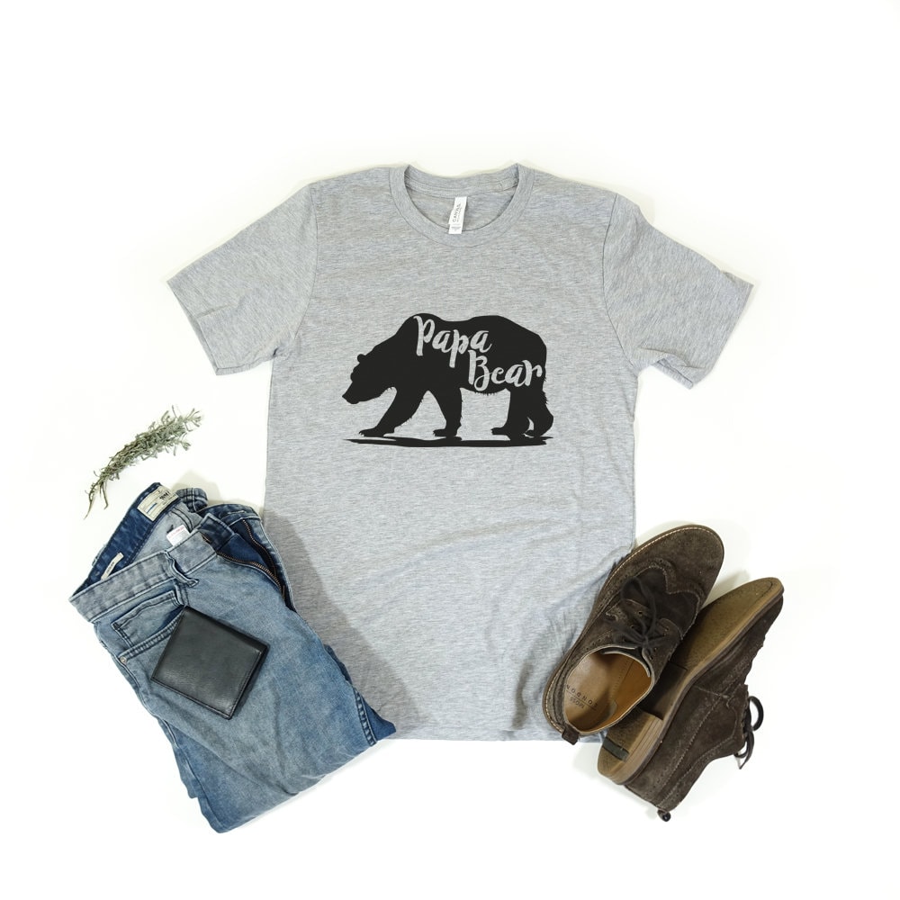 Image of Papa Bear 100% Organic Cotton Shirt, Fathers Day Gift, Mens Tops, Gifts For Men, Dad Son, Daughter, Baby Shower Uk Made