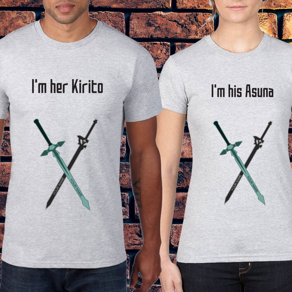 Asuna And Kirito T Shirts Anime Couple Gift Valentines Day Etsy