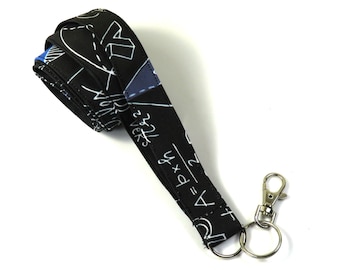 Math teachers badge Black math lanyard Math lanyard Geometry fabric badge holder Fabric badge holder MATH fabric badge Fabric lanyard