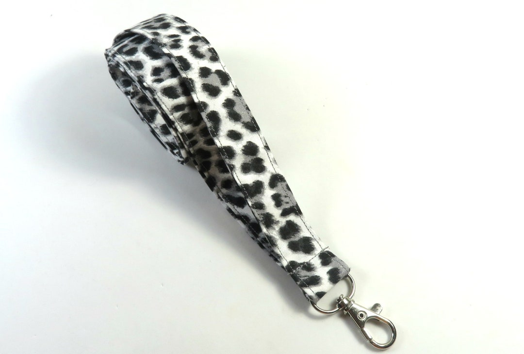 ANIMAL PRINT Fabric Lanyard, Animal Print Lanyard, Black White Cheetah