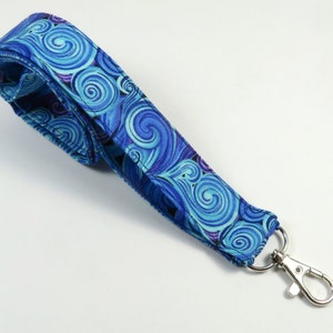 SWIRL fabric lanyard, blue badge holder, long badge holder, fabric badge holder, fabric lanyard, fabric ID card holder