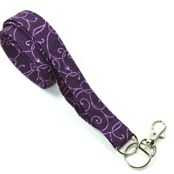 PURPLE Fabric lanyard, Purple Badge Holder, Purple ID holder, Purple Fabric Badge Holder, Purple Lanyard