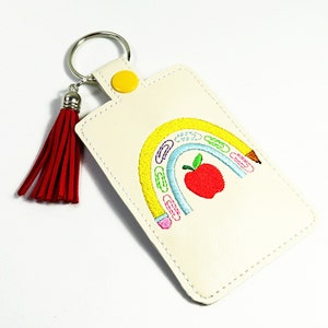 SCHOOL ID-kaart invoegen, mooi borduurwerk ontwerp badge houder, ID-kaarthouder, Verticale kaarthouder