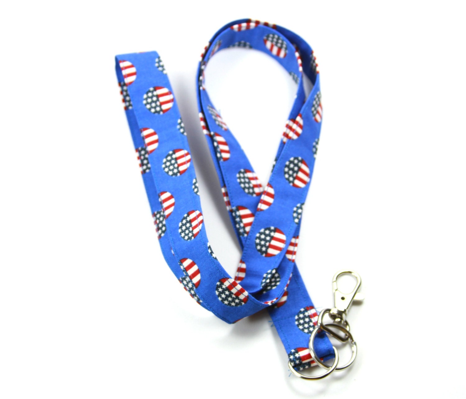 PATRIOTIC Fabric Lanyard Fabric lanyard Blue Badge Holder Etsy