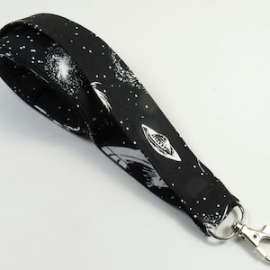 Cordão de tecido SPACE, porta-crachá de tecido, porta-crachá de design de planeta, porta-crachá de planeta preto, cordão espacial