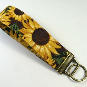 Porta credencial de tela SUNFLOWER, llavero de tela, llavero de girasol, muñequera de girasol, credencial de girasol, muñequera floral, llavero de flor amarilla