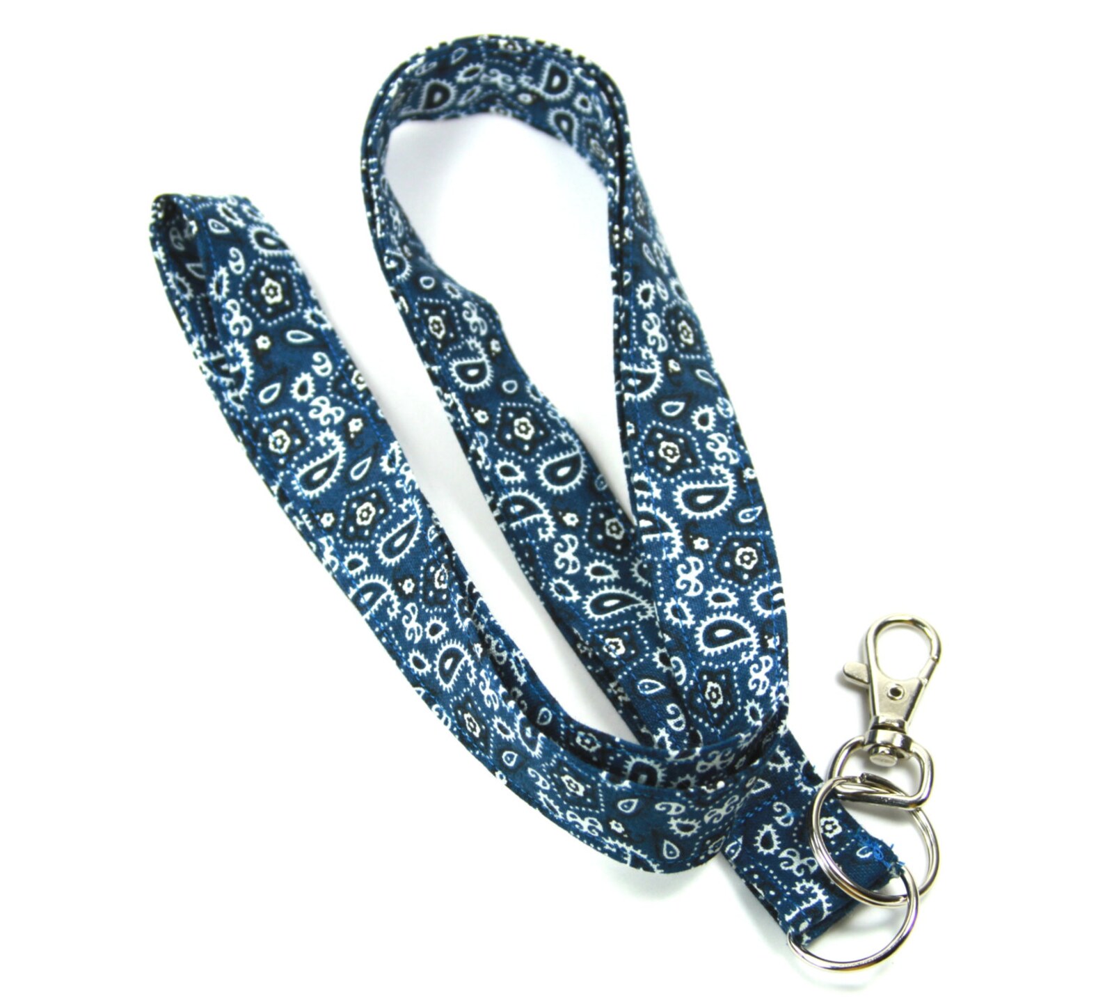 BANDANA Fabric Lanyard Blue Bandana Badge Holder Blue Fabric Etsy
