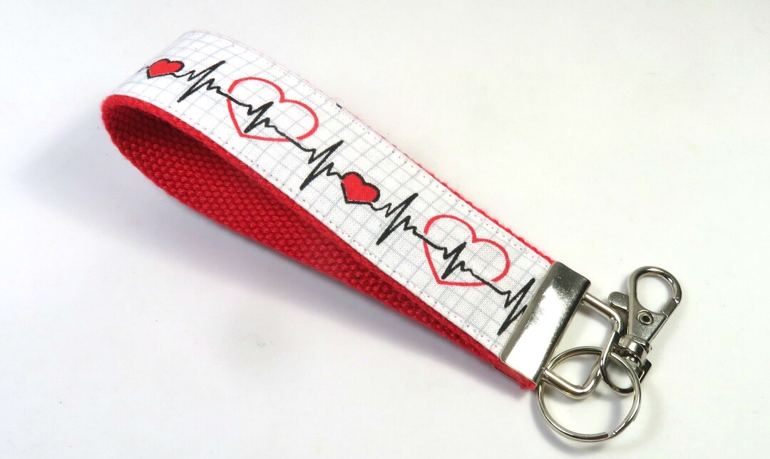 Febs Keychain EKG Fabric Keychain, EKG Fabric Keyfobs, Nurse Keychains, Nurse ...