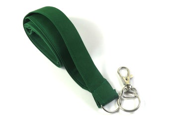 GREEN fabric badge holder, green lanyard, Plain green badge holder