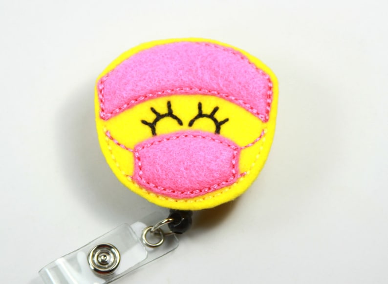 Pink surgeon badge holder Surgeon badge holder Doctor badge reel SURGEON Felt badge reel Retractable badge reel Felt badge reel